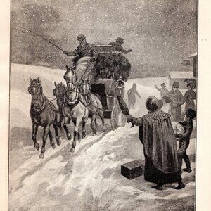 Waiting For The Stagecoach - Framed Black and White Drawing